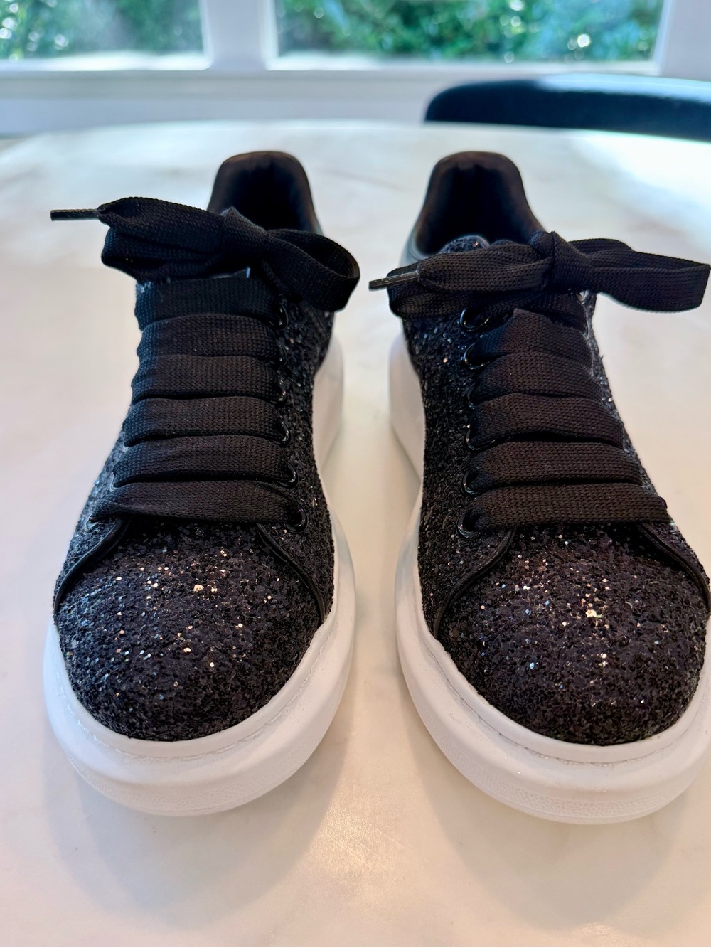Alexander McQueen black glitter sneakers